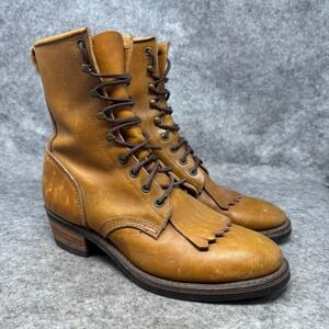 Durango Kiltie Boots Mens Size 9 D Brown Western Lace Up Leather Prairie Moc